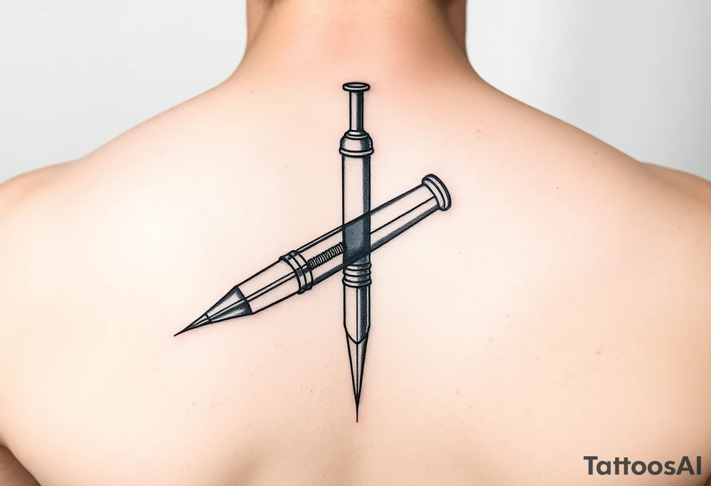 Heroin needle with the body of the needle a number 3 tattoo idea