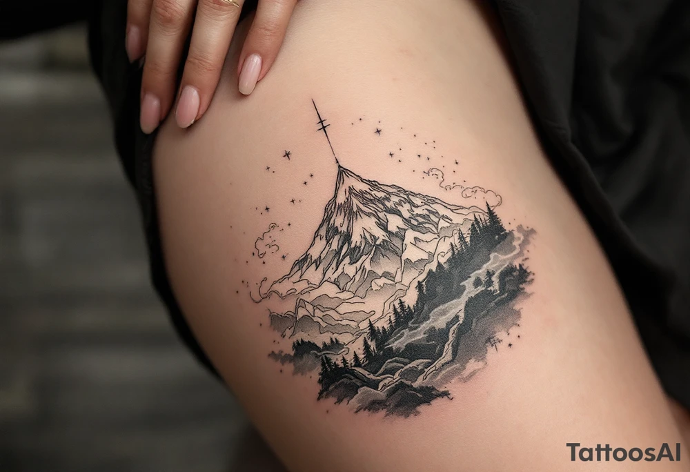 Mount Meru – The cosmic mountain at the center of the universe, often part of traditional Tibetan art. tattoo idea