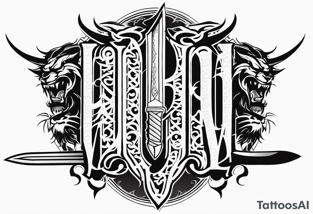 Valhalla lion sword stairs dragon tattoo idea