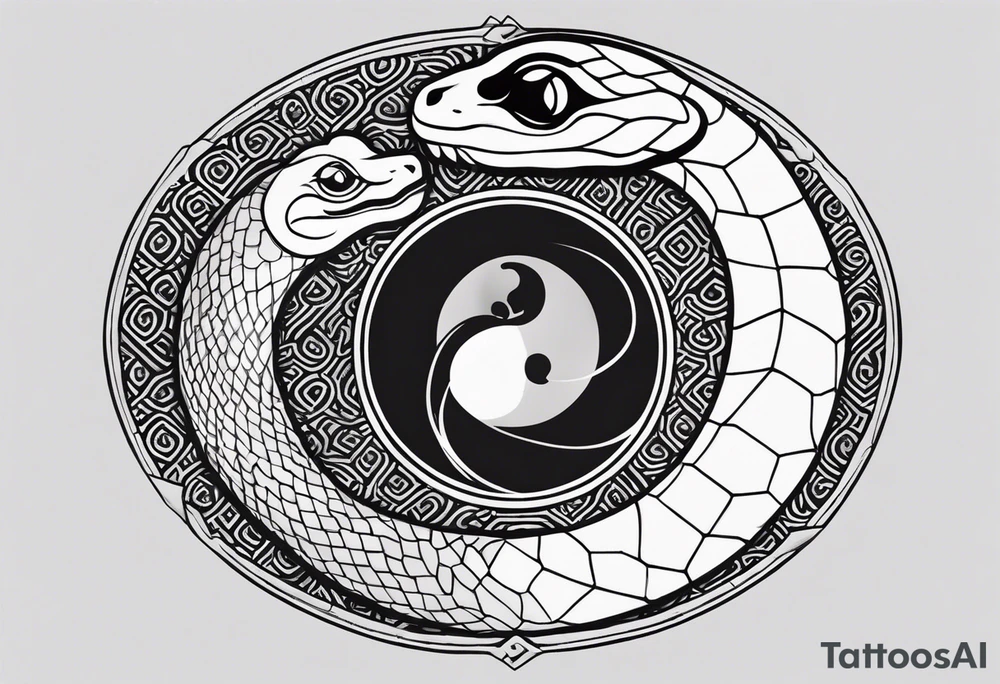 Ying yang tattoo with ouroboros snake tattoo idea