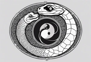 Ying yang tattoo with ouroboros snake tattoo idea