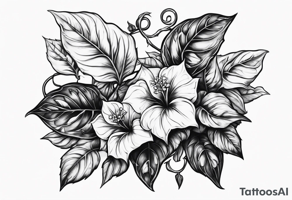 Devils ivy plant tattoo idea