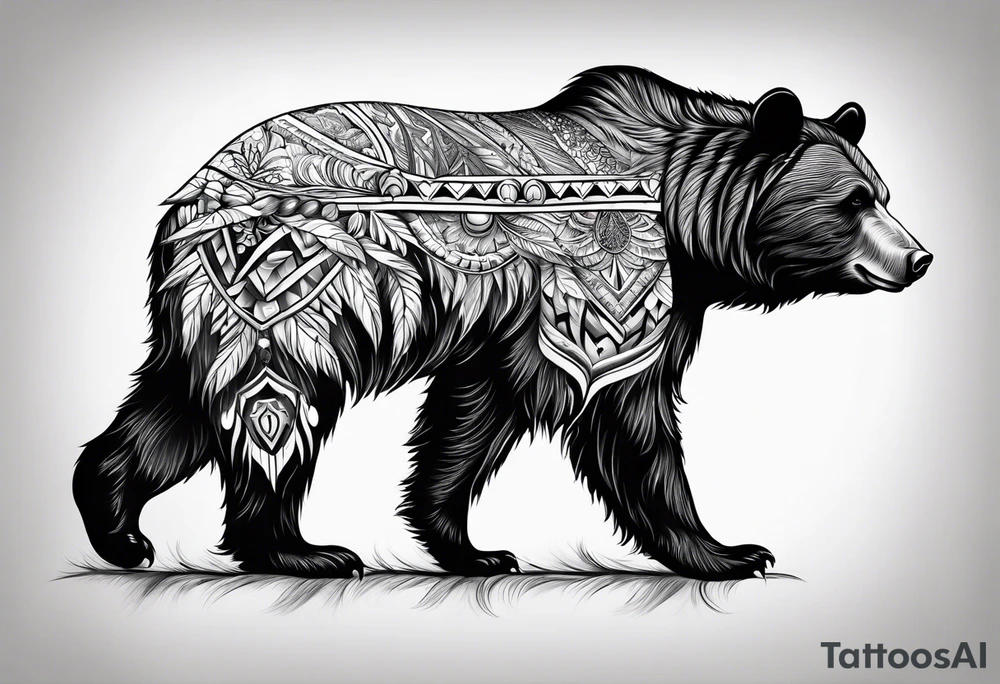 Realistic bear tattoo idea