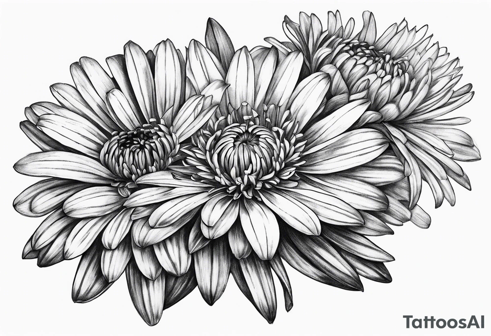 aster flower with roman numerals IX-VI-LVII tattoo idea