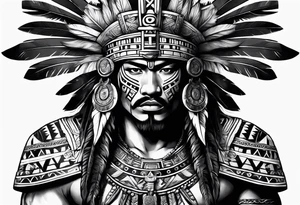 Tribal Aztec warrior drawn in full body tattoo idea
