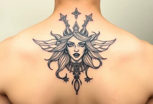 Aquarius theme mysterious screams power elegant and feminine tattoo idea