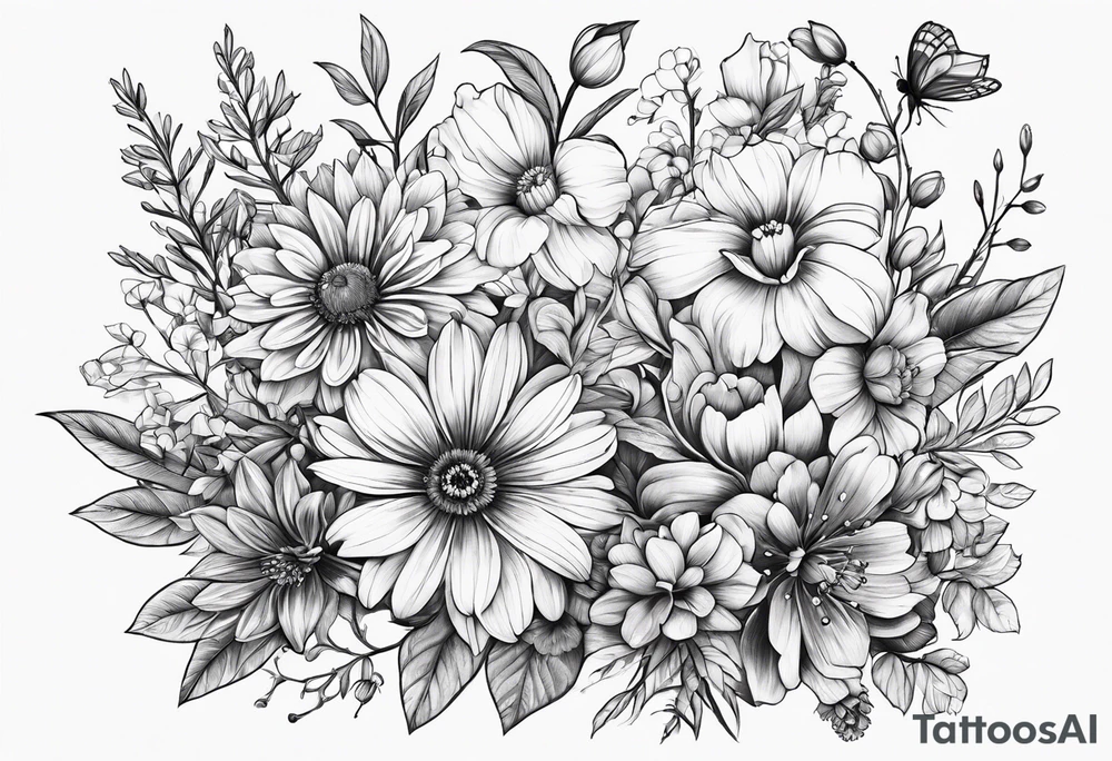 Wild flower garden tattoo idea