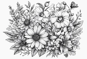Wild flower garden tattoo idea