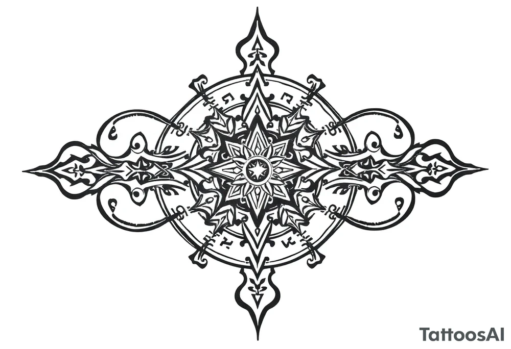 mytical shaman and witch ancient ornament with runes tattoo idea