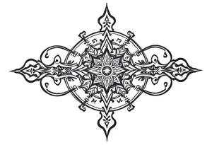mytical shaman and witch ancient ornament with runes tattoo idea