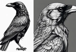 crow looking back twisted neck tattoo idea
