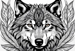 Wolf pup, peacock feather, butterfly, tattoo idea