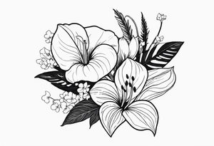 Fais moi un bouquet de fleurs avec des anthuriums et des oeillets tattoo idea