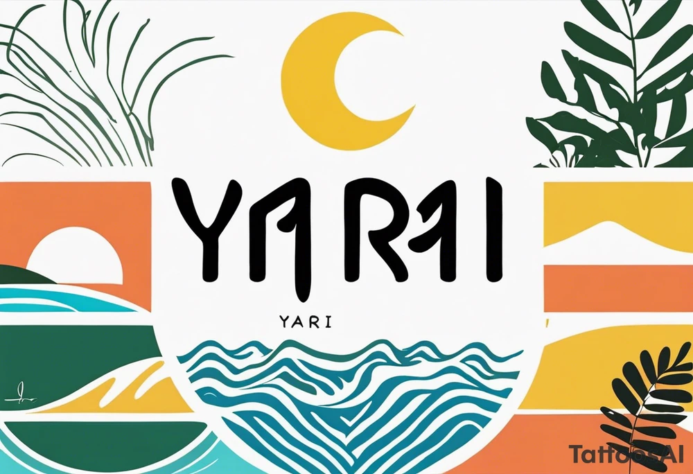 a simple easily drawn logo for a bikini brand called Yaraí. In Tupi, an indigenous language of Brazil, "Yaraí" translates to "lively waters."
 Simple logo and unique design symbolizing the meaning "lively waters" . Spiral included in the logo tattoo idea