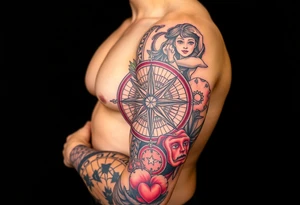 compass + Integrity + Courage + Love + Family tattoo idea
