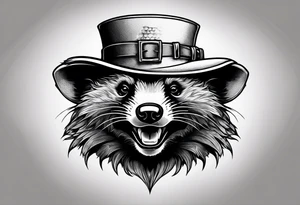 Angry honey badger wearing leprechaun hat tattoo idea