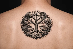 species phylogeny circle as tree branches tattoo idea