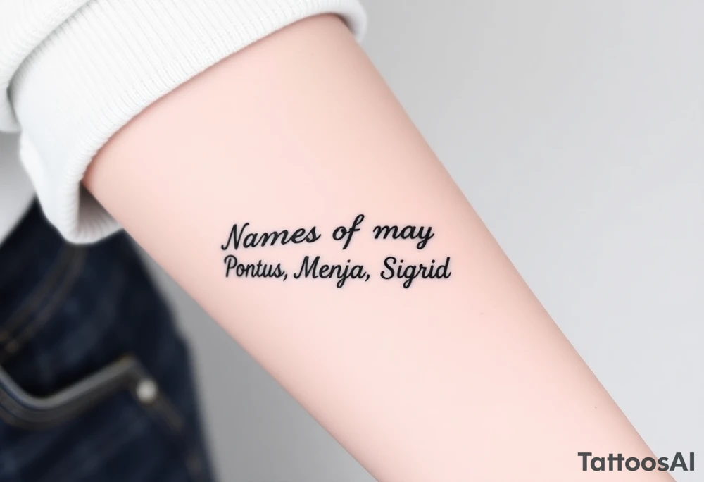 Names of my kids: Pontus, Maja, Sigrid and Emma tattoo idea