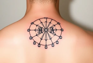 Can you create a  Ferris wheel in a very minimalist way with each of our initials? Those would be for a tattoo and our initials  are for : Carmen , Andrea , Duanny and Mario tattoo idea