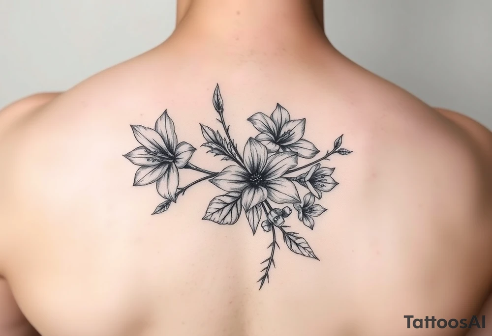 narcissus flowers and holly flowers tattoo idea