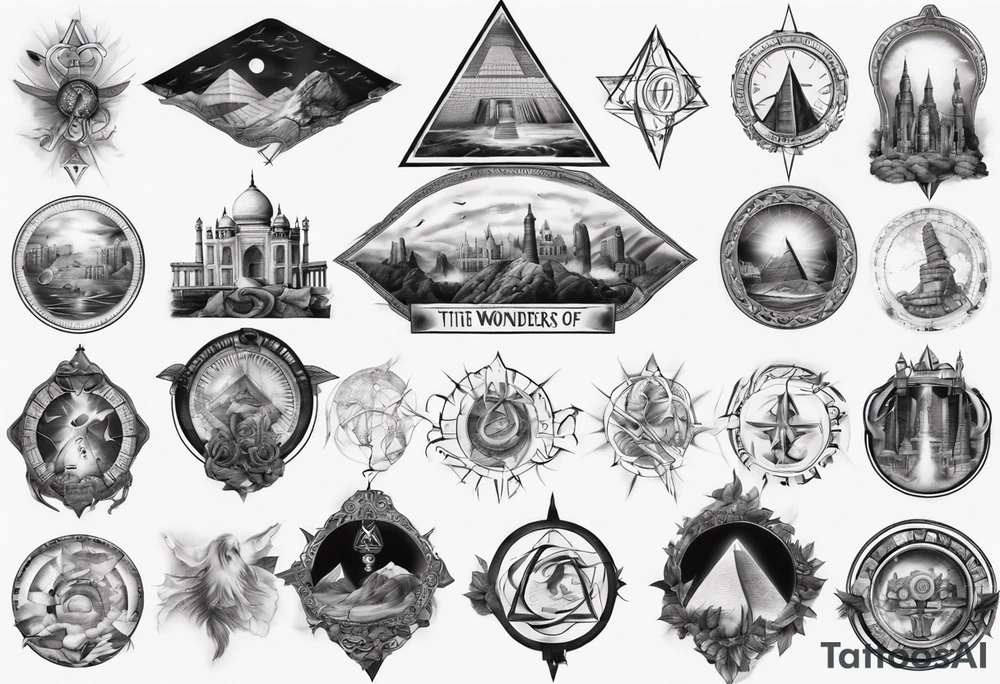 seven wonders of world tattoo idea