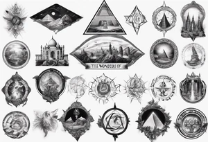 seven wonders of world tattoo idea