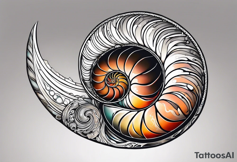 nautilus shell, self peace, number 4 tattoo idea