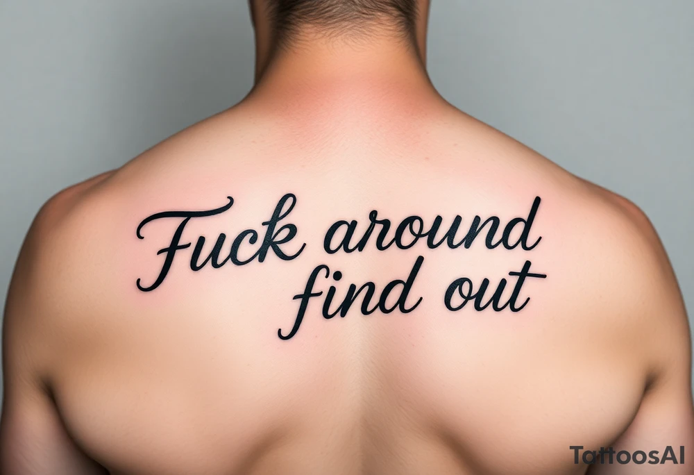 Fuck around and find out script tattoo with fancy outline tattoo idea