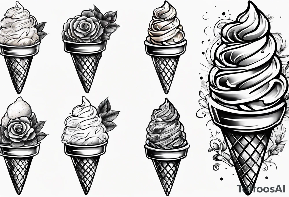 one scoop ice cream cone tattoo idea