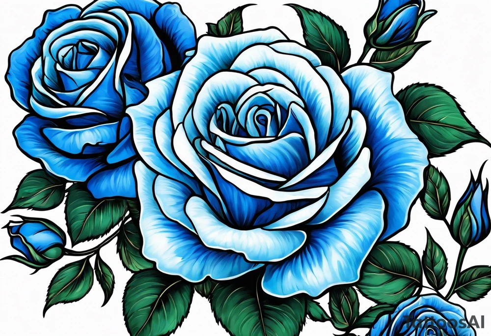 bouque of blue roses tattoo idea
