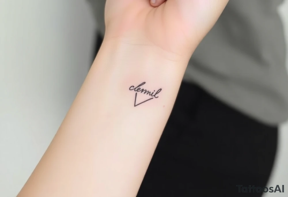 Design a very small (max 2x2 cm) tattoo for the inner wrist that subtly symbolizes lesbian identity. It should be minimal and delicate — possibly fine line or soft color. The design must be discreet yet meaningful, not instantly recognizable as LGBTQ but with layered symbolism. Think of subtle elements like intertwined female symbols, abstract sapphic references, or a hidden double meaning through nature (e.g. flowers, moons, triangles). Avoid clichés or bold pride imagery. Keep it elegant, wearable, and intimate. tattoo idea