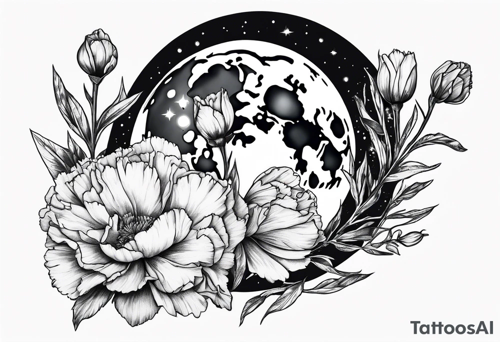 Full moon carnation tattoo idea
