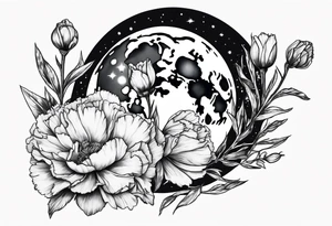 Full moon carnation tattoo idea