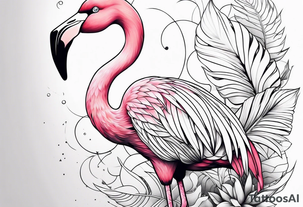cute flamingo tattoo idea