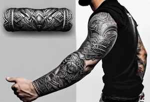 iron forearm armour tattoo idea