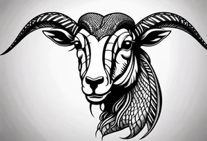 On the goat's head is a snake. tattoo idea