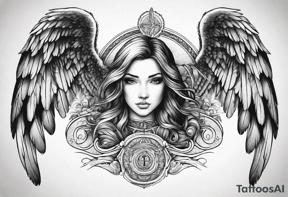 Angel Wings with the word Glenn in the middle tattoo idea