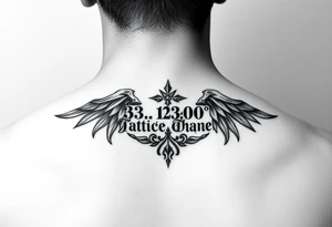 … .. … and  33.12487° N, 85.58014° W in elegant design tattoo idea
