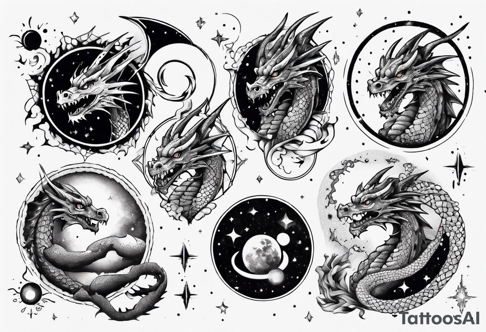 Dragon out in space tattoo idea