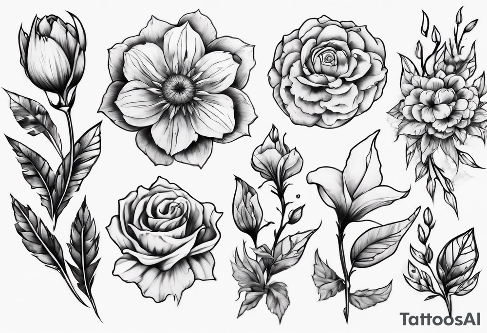 Flowers and Mountians tattoo idea