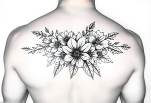 Bouquet of multiple flowers tattoo idea