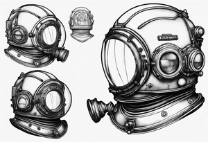 mark v diving helmet mixed with a space helmet tattoo idea