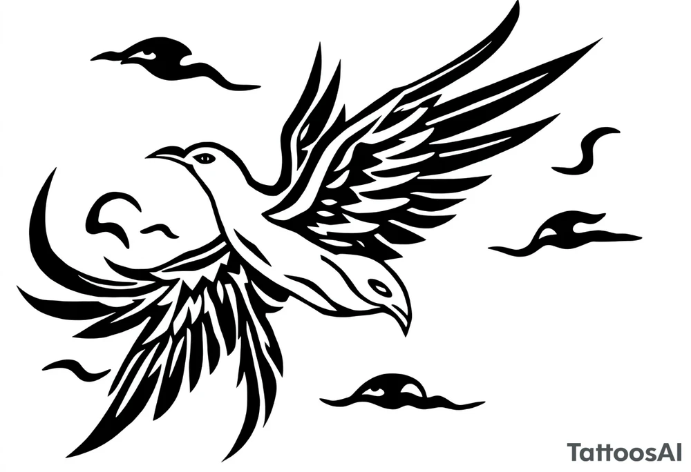 Birds flying in clouds tattoo idea