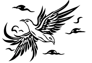 Birds flying in clouds tattoo idea