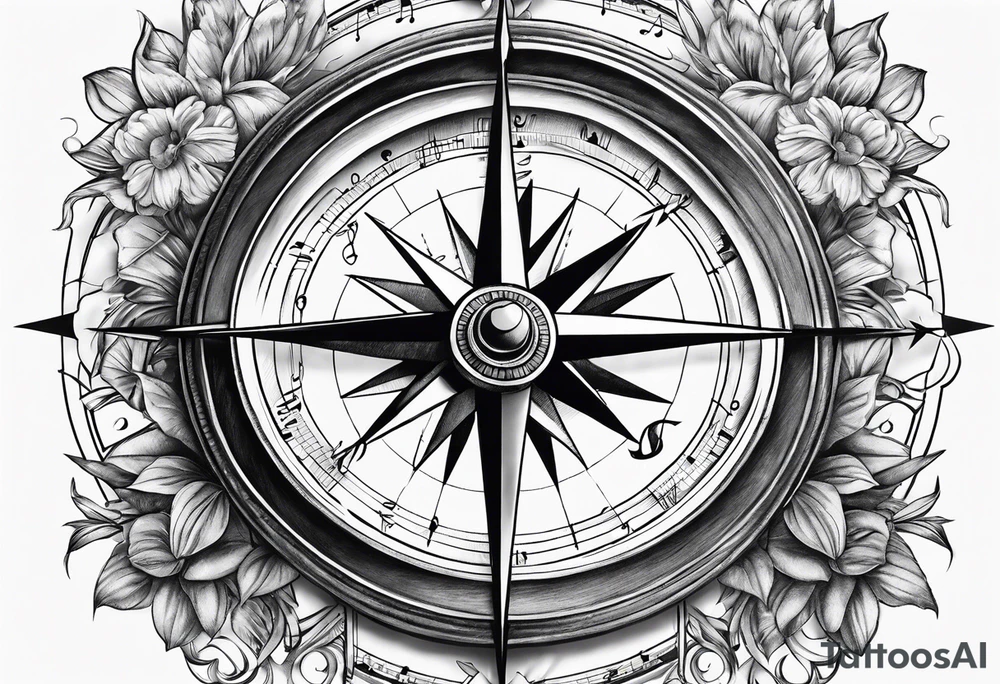 Musical compass tattoo idea