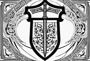 Valhalla shield sword stairs runes tattoo idea