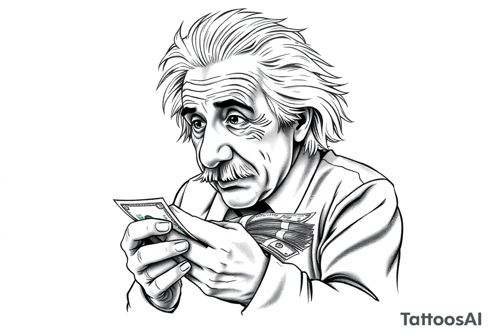 Einstein counting money tattoo idea