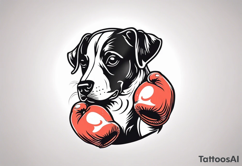Dog wearing boxing gloves tattoo idea