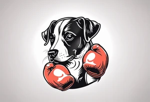 Dog wearing boxing gloves tattoo idea