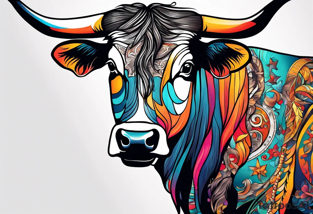 cybersigilism mean Longhorn with state of texas behind it 
With “512” on top of head tattoo idea